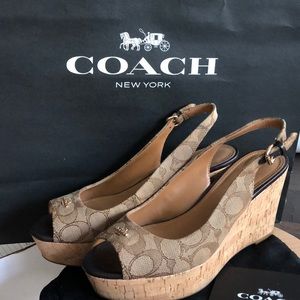 Coach Ferry signature logo jacquard Platform Wedge